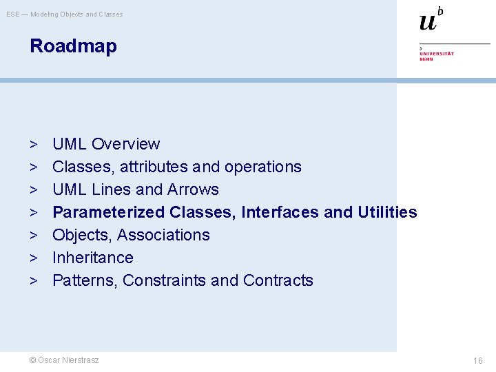 ESE — Modeling Objects and Classes Roadmap > UML Overview > Classes, attributes and