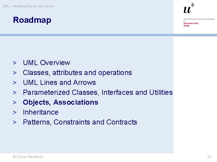 ESE — Modeling Objects and Classes Roadmap > UML Overview > Classes, attributes and
