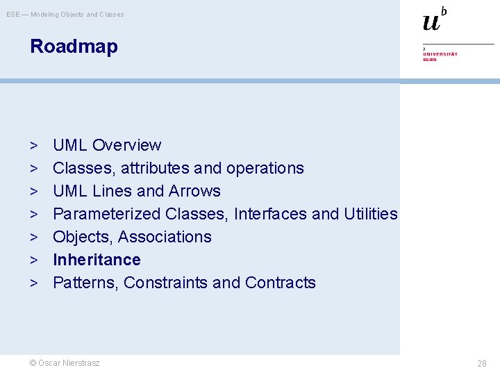 ESE — Modeling Objects and Classes Roadmap > UML Overview > Classes, attributes and