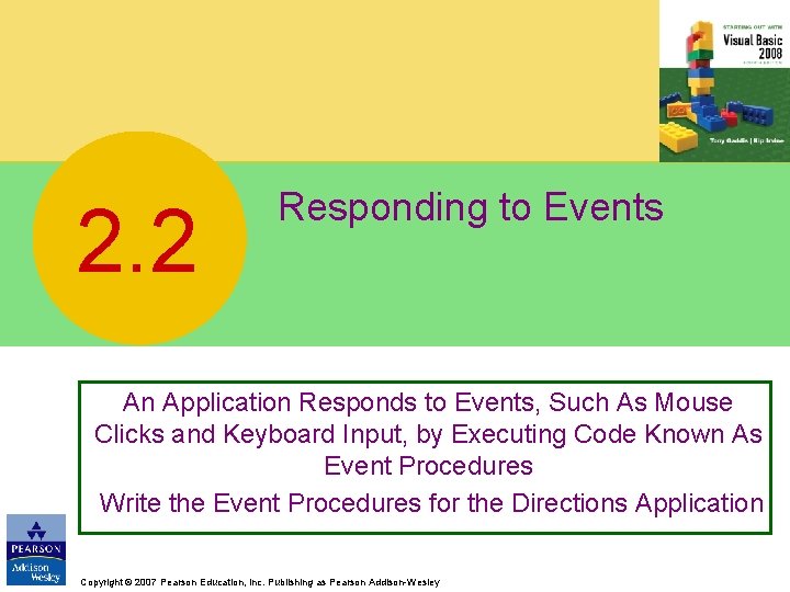 2. 2 Responding to Events An Application Responds to Events, Such As Mouse Clicks
