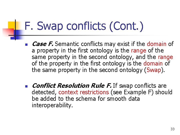 F. Swap conflicts (Cont. ) n Case F. Semantic conflicts may exist if the F. Swap conflicts (Cont. ) n Case F. Semantic conflicts may exist if the