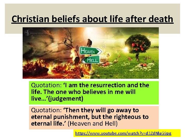 Christian beliefs about life after death Quotation: ‘I am the resurrection and the life.