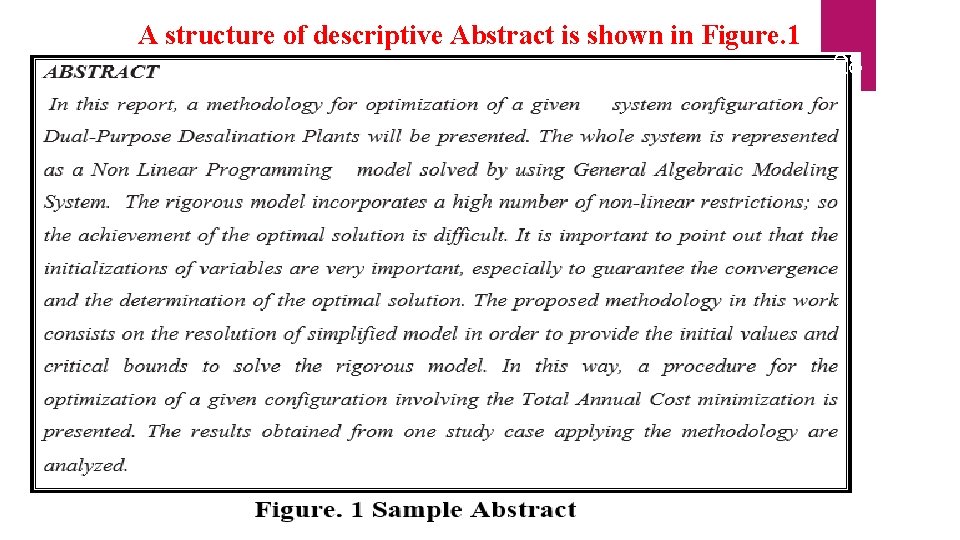 A structure of descriptive Abstract is shown in Figure. 1 28 