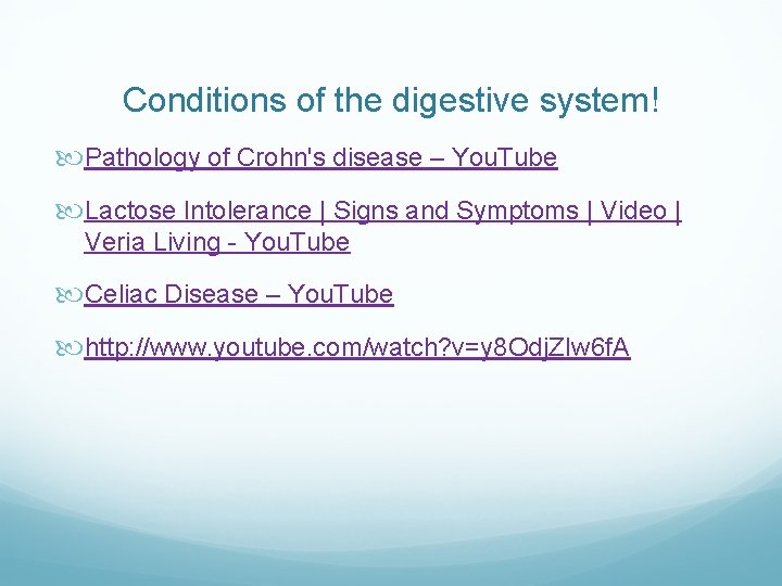 Conditions of the digestive system! Pathology of Crohn's disease – You. Tube Lactose Intolerance