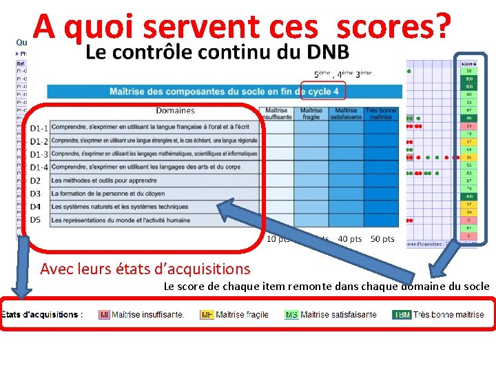 A quoi servent ces scores? Quatrième 1 - Elève Einstein Albert Avec leurs états