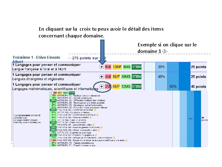 En cliquant sur la croix tu peux avoir le détail des items concernant chaque