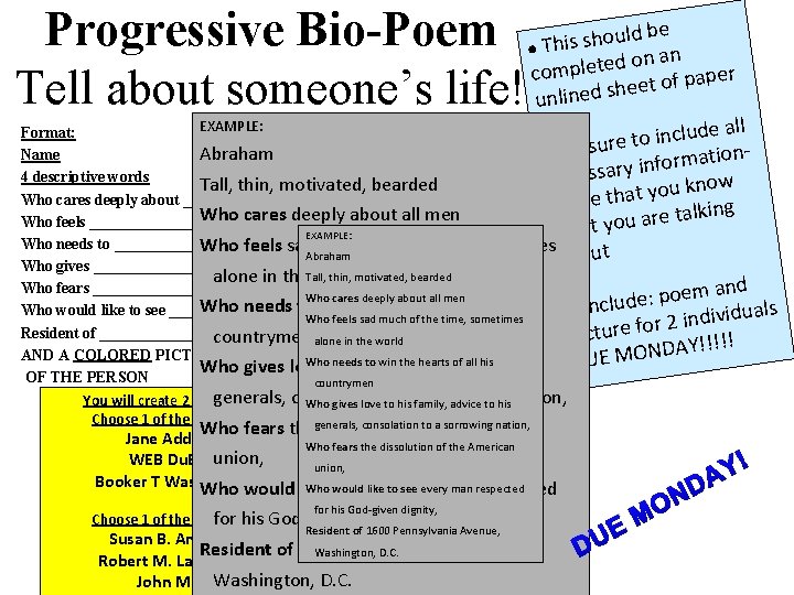 Progressive Bio-Poem This shoudldonbean complete aper p f o t e e h Tell