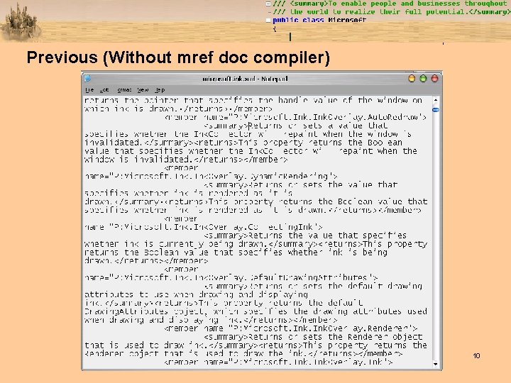 Previous (Without mref doc compiler) 10 