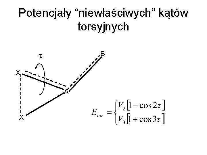 Potencjały “niewłaściwych” kątów torsyjnych t B X A X 