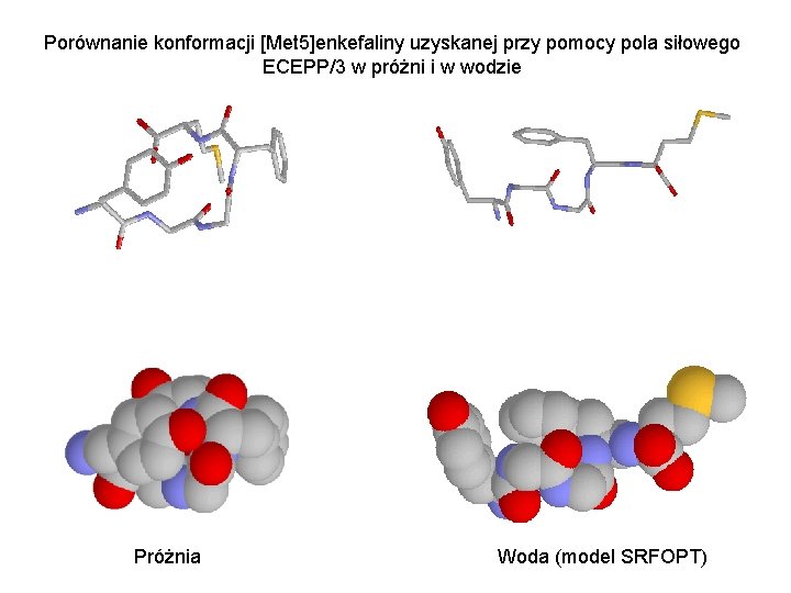 Porównanie konformacji [Met 5]enkefaliny uzyskanej przy pomocy pola siłowego ECEPP/3 w próżni i w