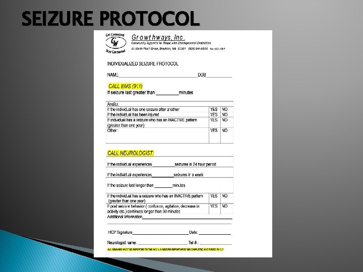 SEIZURE PROTOCOL 