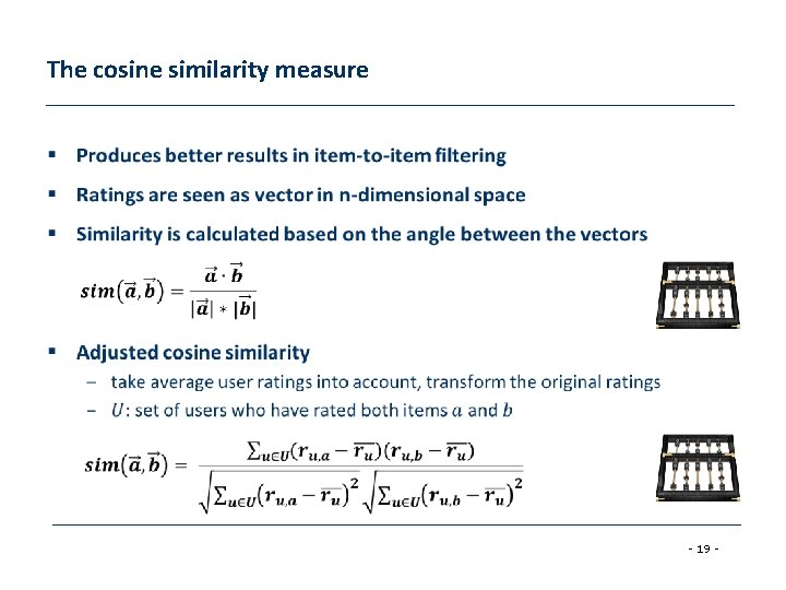 The cosine similarity measure § - 19 - 