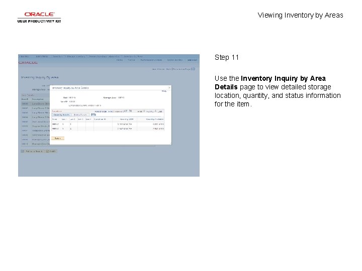 Viewing Inventory by Areas Step 11 Use the Inventory Inquiry by Area Details page