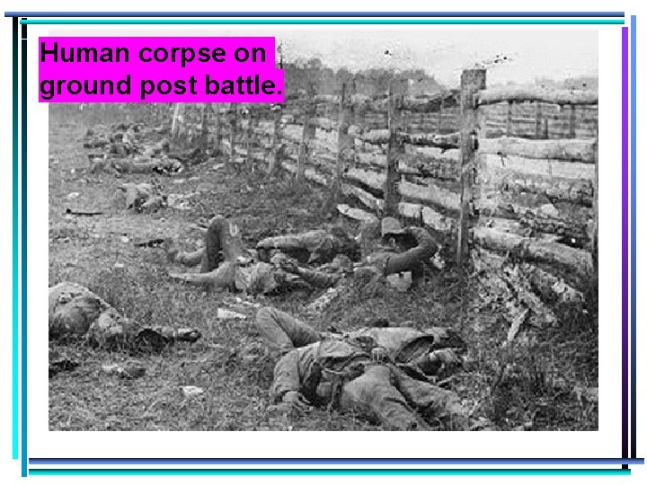 Human corpse on ground post battle. 