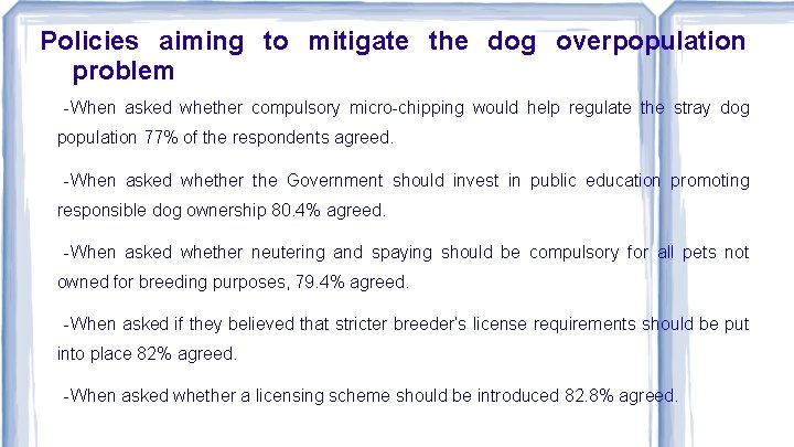 Policies aiming to mitigate the dog overpopulation problem -When asked whether compulsory micro-chipping would