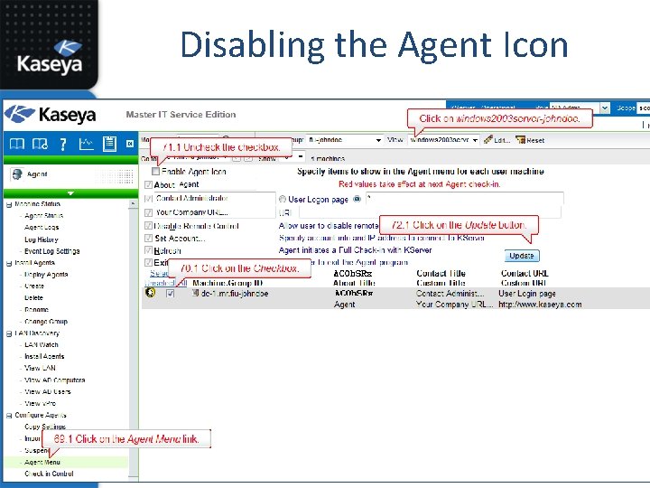 Disabling the Agent Icon 