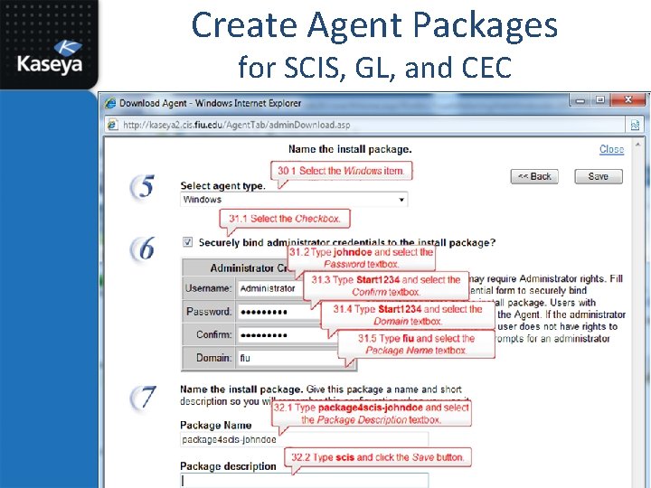 Create Agent Packages for SCIS, GL, and CEC 