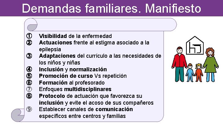 Demandas familiares. Manifiesto ① ② ③ ④ ⑤ ⑥ ⑦ ⑧ ⑨ Visibilidad de