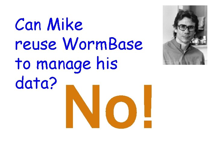 Can Mike reuse Worm. Base to manage his data? No! 