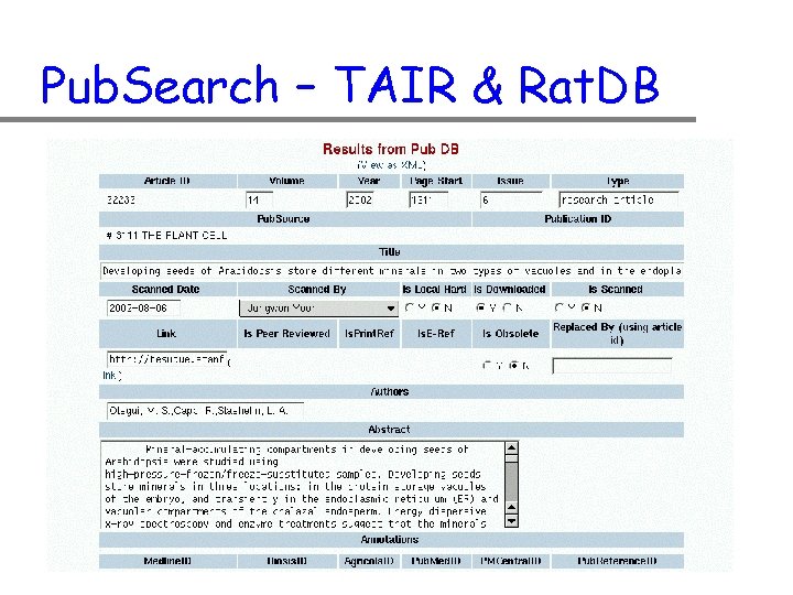 Pub. Search – TAIR & Rat. DB 