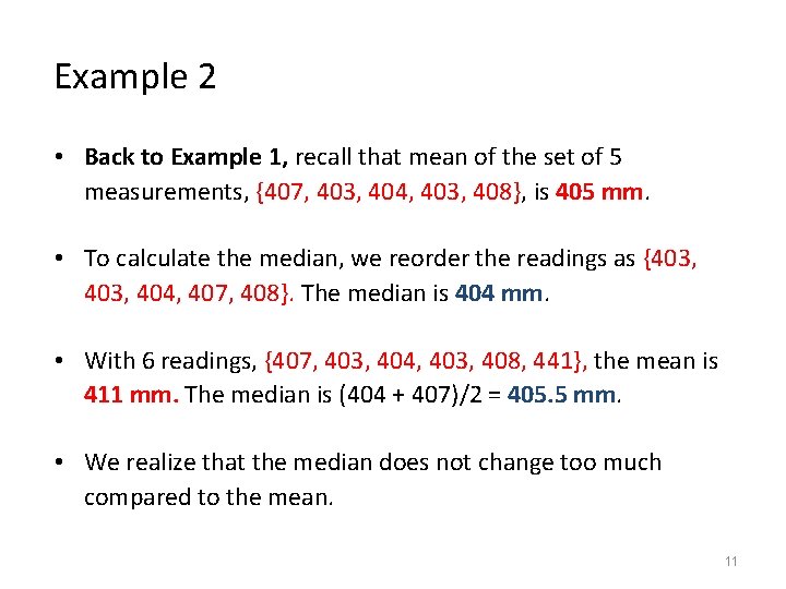 Example 2 • Back to Example 1, recall that mean of the set of Example 2 • Back to Example 1, recall that mean of the set of