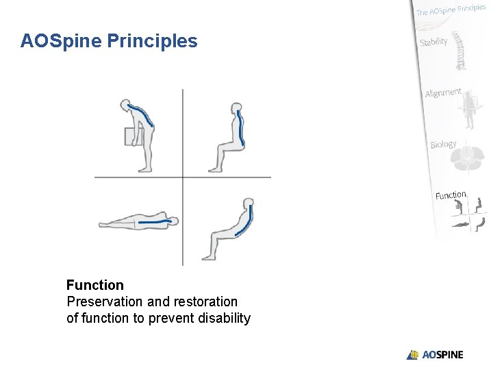 AOSpine Principles Function Preservation and restoration of function to prevent disability 