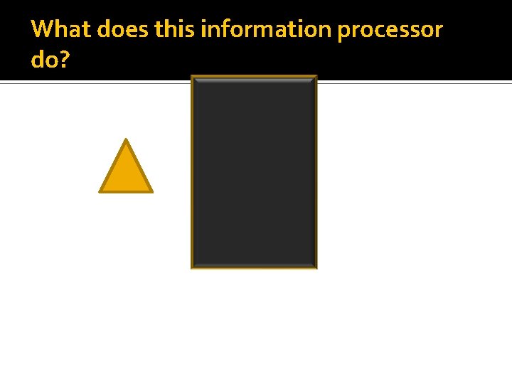 What does this information processor do? 1. Takes in a shape. 2. Counts the