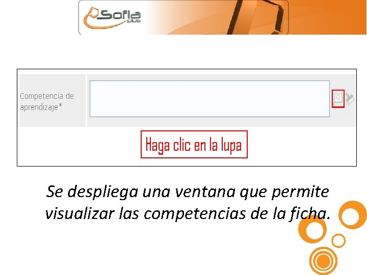 Se despliega una ventana que permite visualizar las competencias de la ficha. 