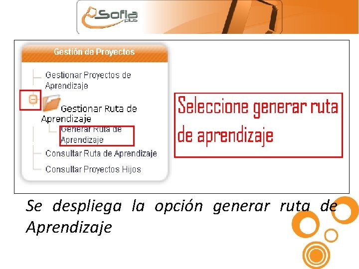 Se despliega la opción generar ruta de Aprendizaje 