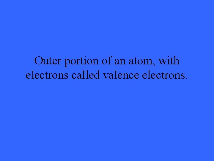 Outer portion of an atom, with electrons called valence electrons. 