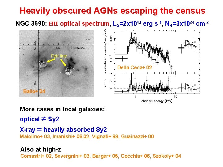 Heavily obscured AGNs escaping the census NGC 3690: HII optical spectrum, LX=2 x 1043