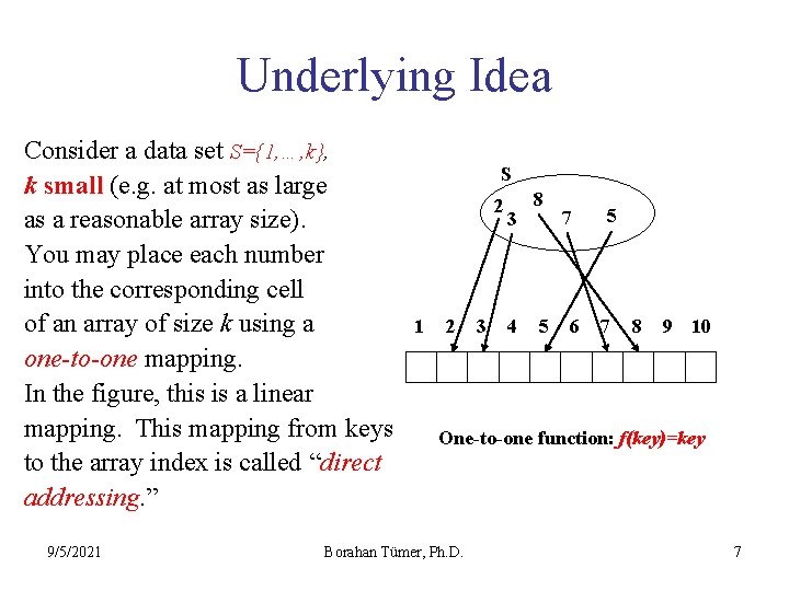 Underlying Idea Consider a data set S={1, …, k}, k small (e. g. at