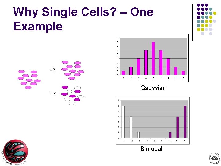 Why Single Cells? – One Example Gaussian Bimodal 