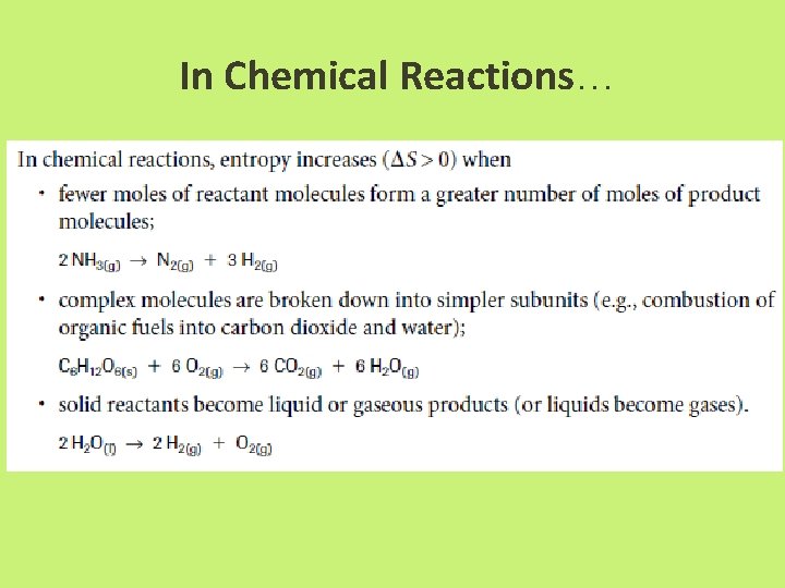 In Chemical Reactions… 