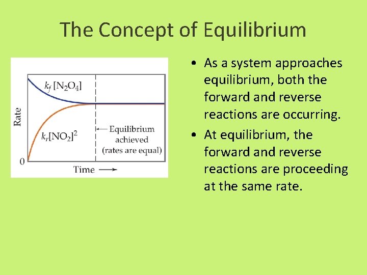 The Concept of Equilibrium • As a system approaches equilibrium, both the forward and