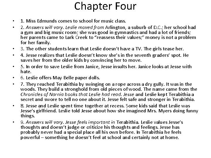 Chapter Four • • • 1. Miss Edmunds comes to school for music class.