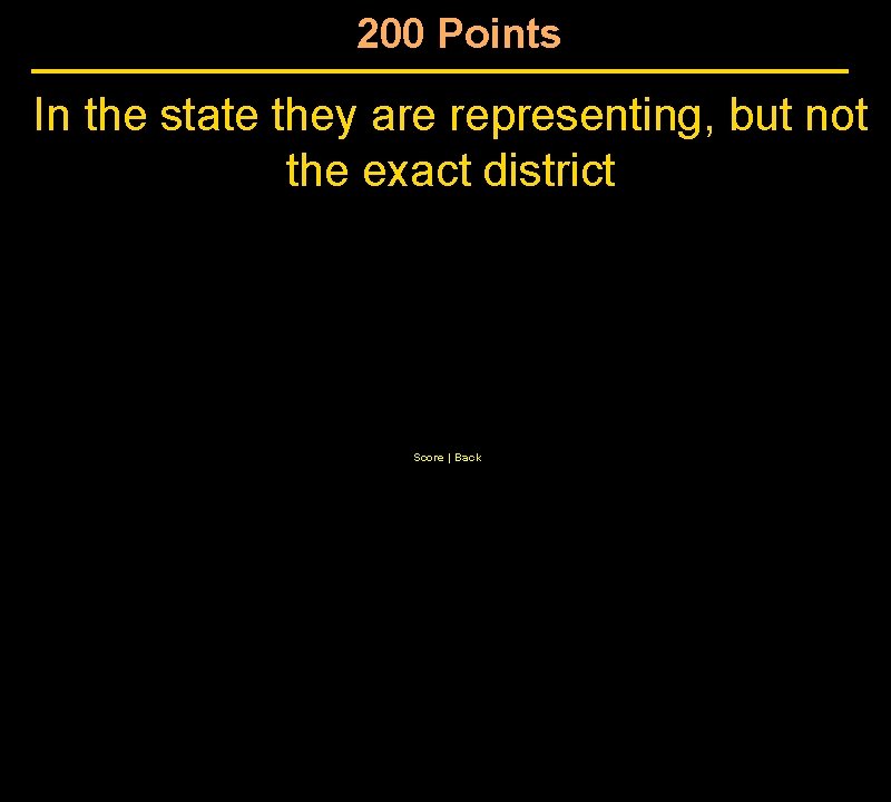 200 Points In the state they are representing, but not the exact district Score