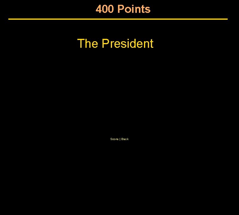 400 Points The President Score | Back 