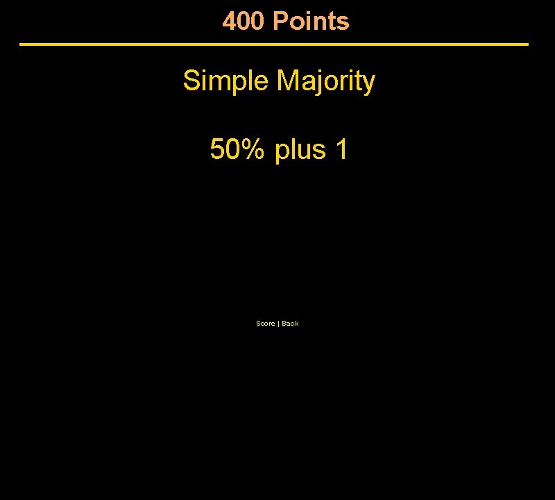 400 Points Simple Majority 50% plus 1 Score | Back 