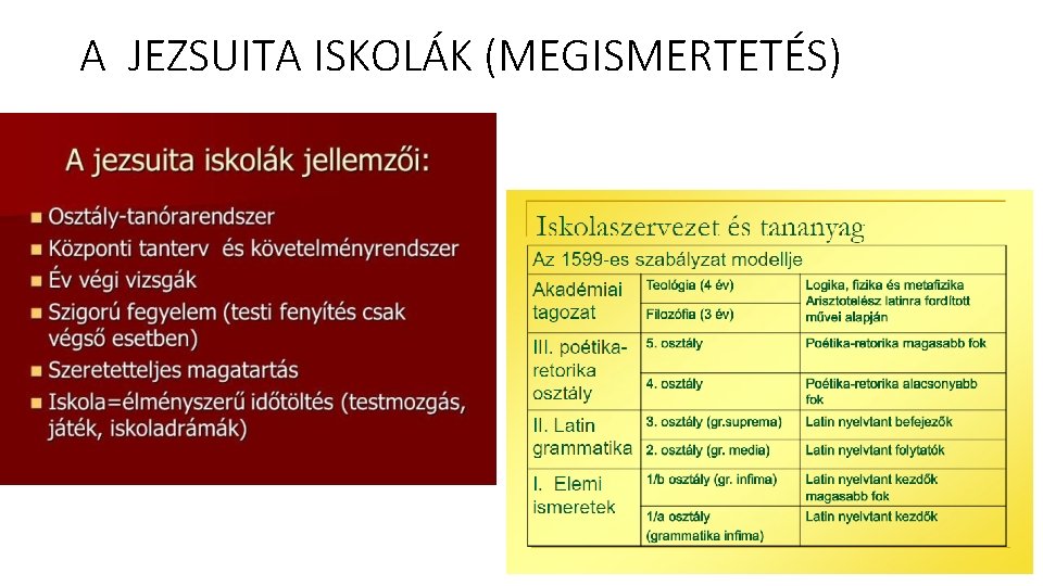 A JEZSUITA ISKOLÁK (MEGISMERTETÉS) 