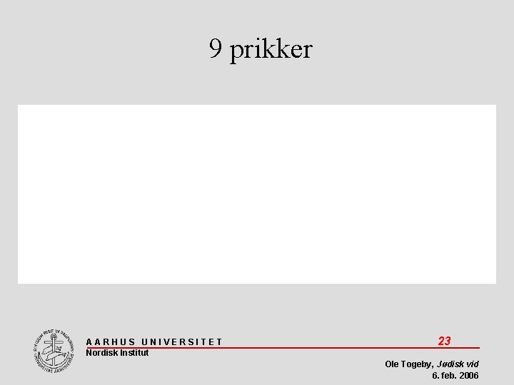 9 prikker AARHUS UNIVERSITET Nordisk Institut 23 Ole Togeby, Jødisk vid 6. feb. 2006