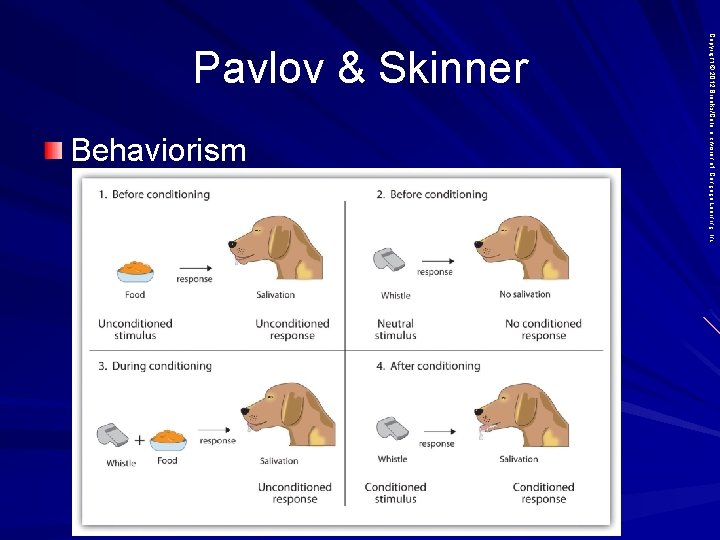 Behaviorism Copyright © 2012 Brooks/Cole, a division of Cengage Learning, Inc. Pavlov & Skinner