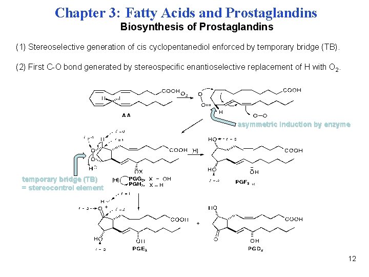 Chapter 3: Fatty Acids and Prostaglandins Biosynthesis of Prostaglandins (1) Stereoselective generation of cis
