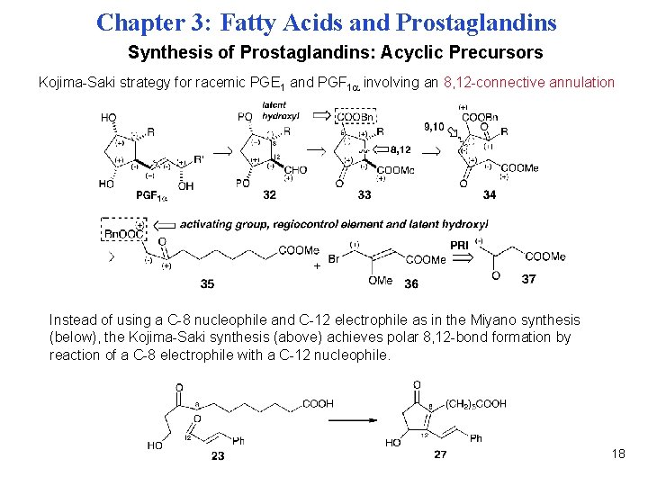Chapter 3: Fatty Acids and Prostaglandins Synthesis of Prostaglandins: Acyclic Precursors Kojima-Saki strategy for