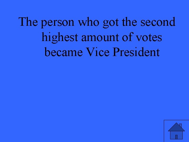 The person who got the second highest amount of votes became Vice President 