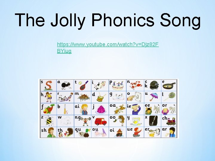 The Jolly Phonics Song https: //www. youtube. com/watch? v=Djz 82 F BYiug 