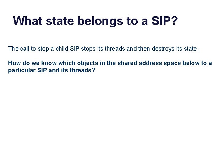 What state belongs to a SIP? The call to stop a child SIP stops