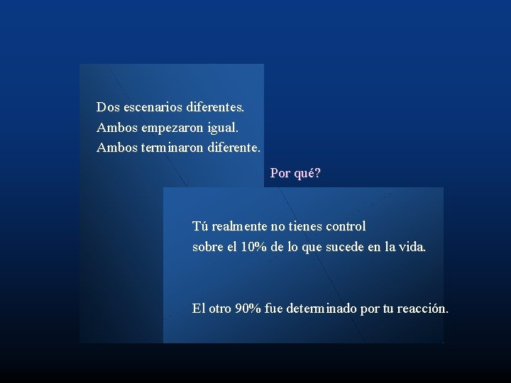 Dos escenarios diferentes. Ambos empezaron igual. Ambos terminaron diferente. Por qué? Tú realmente no