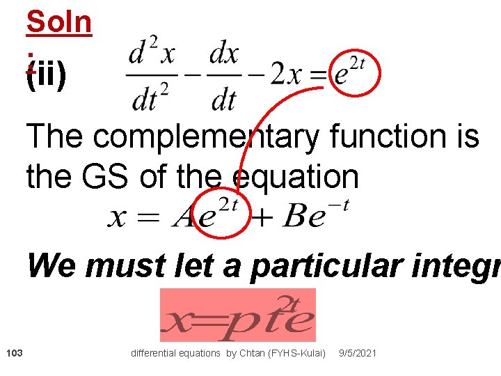 Soln : (ii) The complementary function is the GS of the equation We must