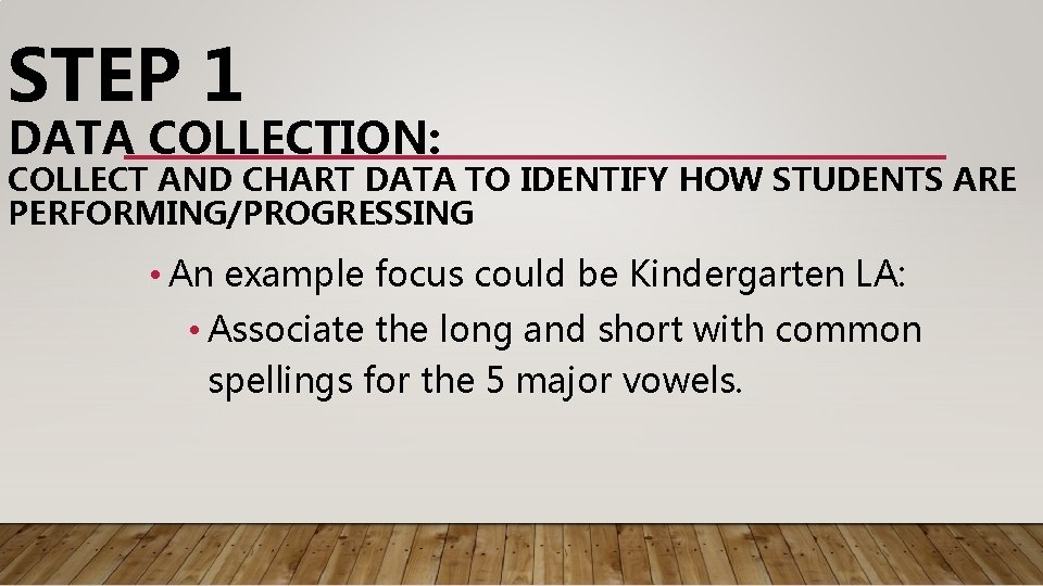 STEP 1 DATA COLLECTION: COLLECT AND CHART DATA TO IDENTIFY HOW STUDENTS ARE PERFORMING/PROGRESSING